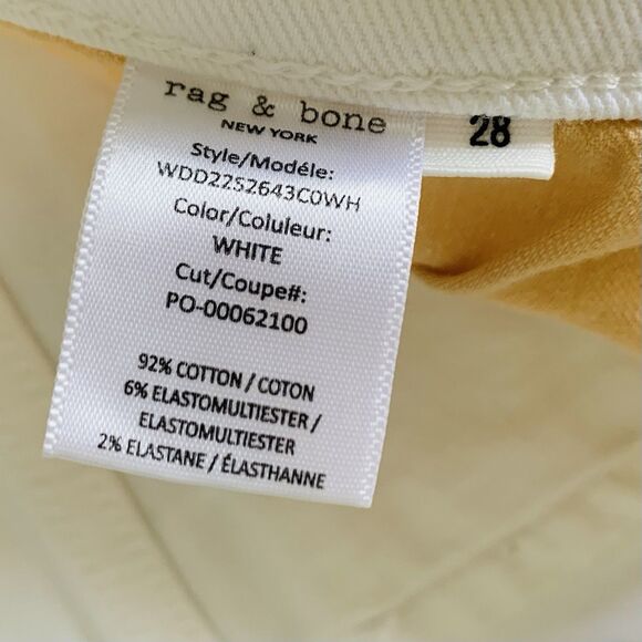 Rag Bone Dre Low-Rise Slim Boyfriend Jeans Women 28 (32x25.5) White Denim Ankle - Picture 6 of 9